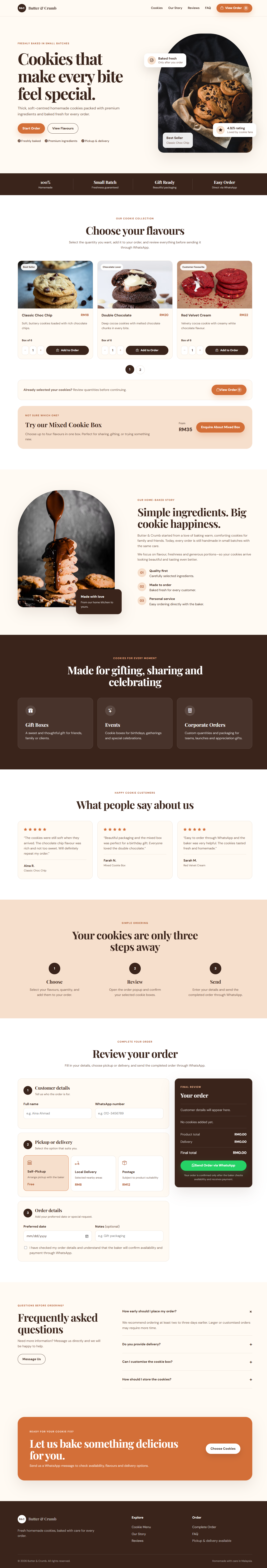 Cookies Homebaker landing page design preview